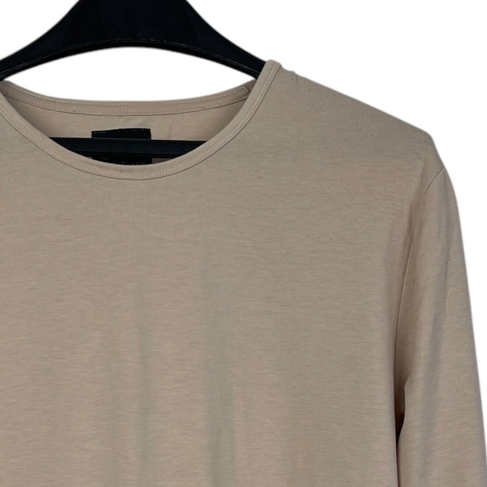 Cuts Tan PYCA Pro Curve Hem Long Sleeve T-Shirt Mens Medium Beige Crew Neck